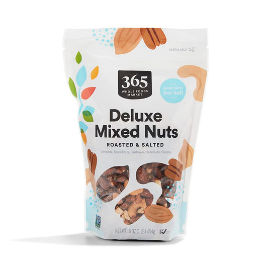 365 by Whole Foods Market, Roasted Salted Deluxe Mixed Nuts, 16 Ounce