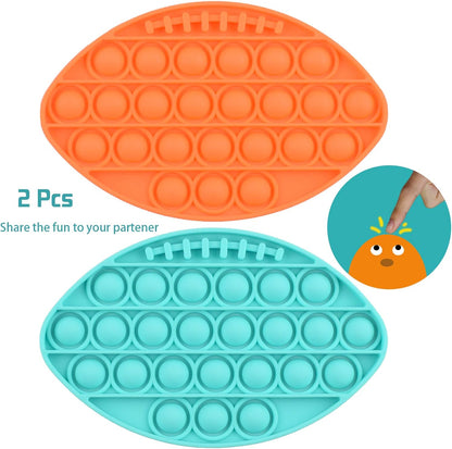 2 Pack Pop Bubbles Push Fidget Toy It Rainbow Color Sensory Toy Silicone American Football