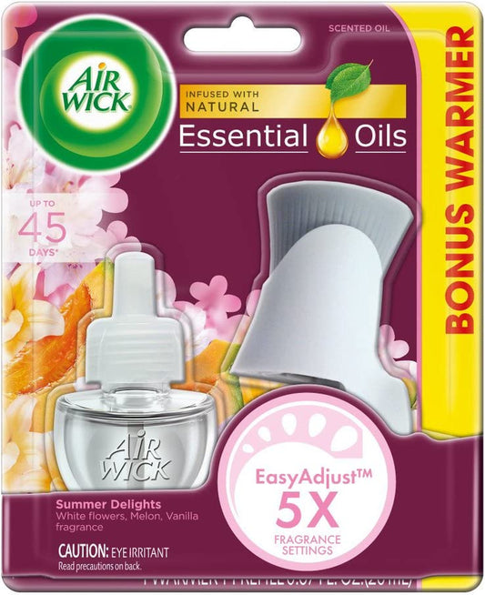 Air Wick Plug in Scented Oil Starter Kit (Warmer + 1 Refill), Summer Delights, Air Freshener, Essential Oils