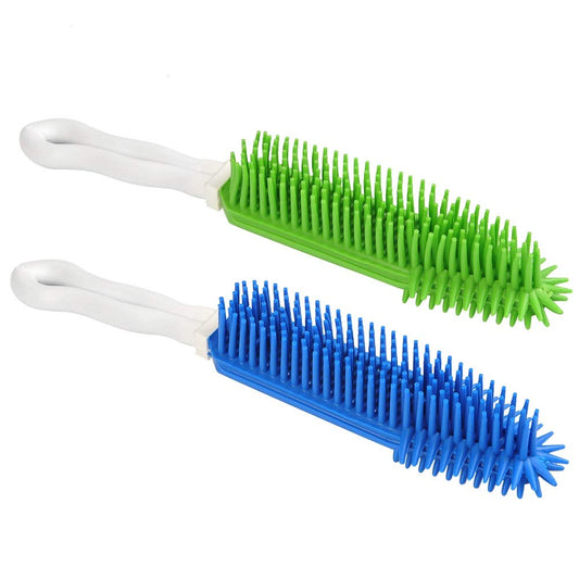 [2Pcs] Pet Hair Remove Brush, Best Car & Auto Detailing Brush Portable Dogs Cats Hair&Lint Remover Brush Rubber Massage Brush for Furniture, Car Interiors, Carpet (Blue and Green)